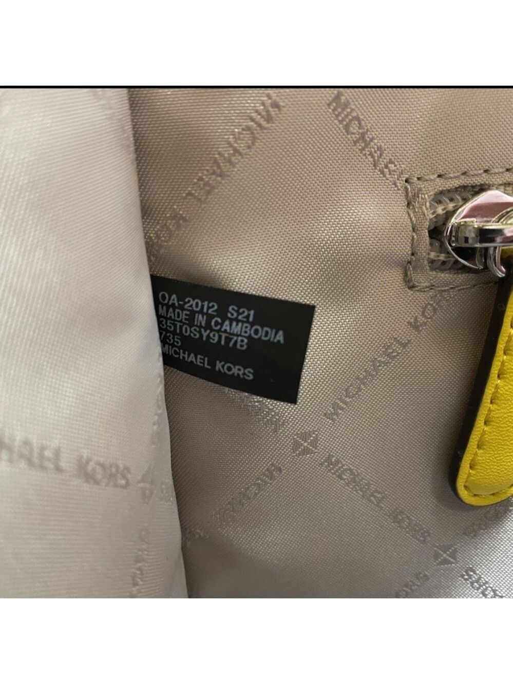 Michael Kors Kenly Large Signature Tote Bag White Yellow Citrus - Picture 12 of 12